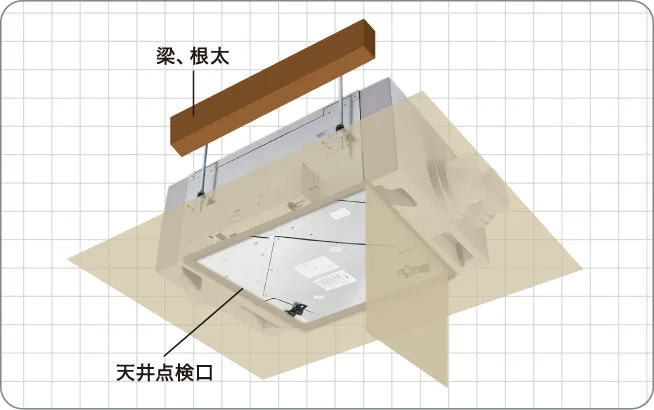 図:本体ユニットを階間もしくは小屋裏に設置